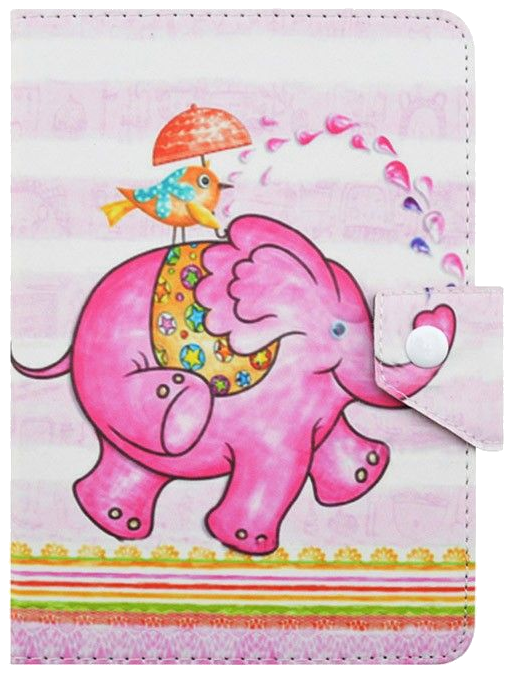Housse de Protection Tablette 7 Pouces Support Horizontal Motif Éléphant Rose Simili cuir YONIS