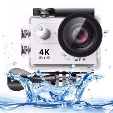 Caméra Sport 4 K Ultra HD 12 Mp LCD 2 Pouces Wifi 170 Degrés Étanche Blanc YONIS