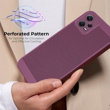 Moozy VentiGuard Coque de téléphone pour Xiaomi Redmi Note 12 Pro 5G, Violet – Housse respirante avec motif perforé pour la circulation de l'air, ventilation, anti-surchauffe