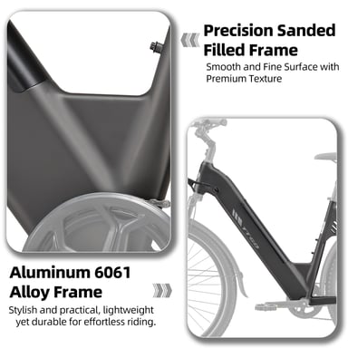 Vélo électrique urbain TTGO C5, batterie amovible 648 Wh, pneus CST 27,5'' - Gris