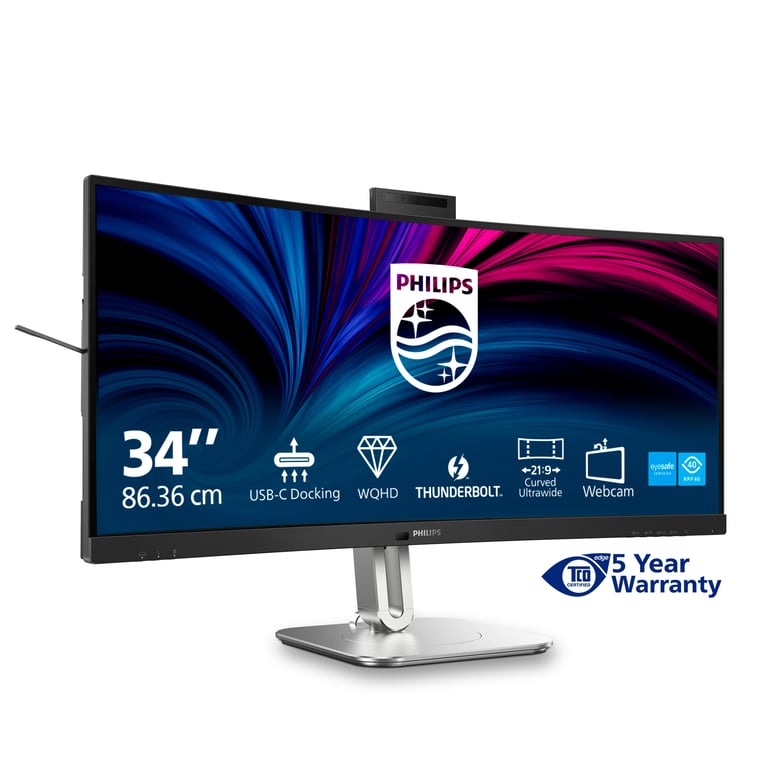 Philips 34B2U6603CH Moniteur incurvé WQHD 34 Pouces réglable en Hauteur Haut parleurs Webcam 5 MP Suppression du Bruit HDR400 3440x1440 HDMI DisplayPort USB C Hub USB - vue 9