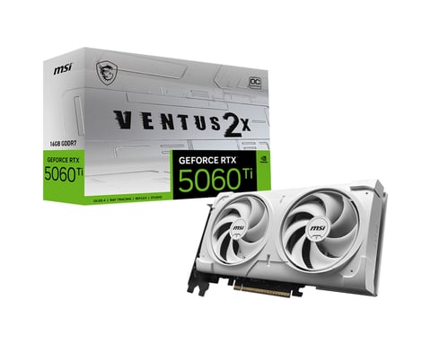 MSI VENTUS GEFORCE RTX 5060 TI 16G 2X OC WHITE PLUS carte graphique NVIDIA 16 Go GDDR7