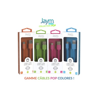 Câble iPhone / Galaxy / Google - USB vers Type-C 3A - 1,5 mètres - Collection POP - Bleu