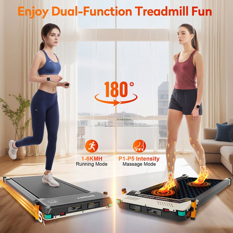 Tapis de Marche Akluer A Double Face avec Masseur Shiatsu Pieds Moteur Silencieux 2 5 CH 150 kg Max Écran LED & Télécommande Neuf - vue 2