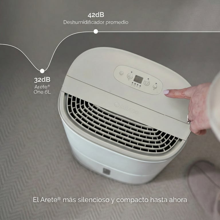 Déshumidificateur Arete One Meaco avec purificateur d'air compresseur silencieux 32 dB contrôle intelligent de 'humidité couleur Warm Pebble pierre chaude Neuf - vue 5