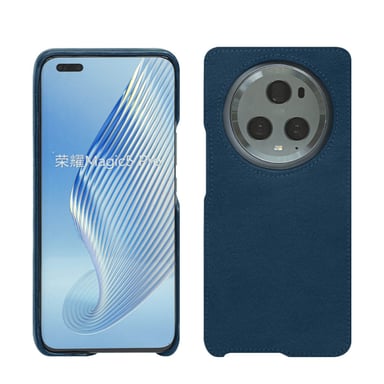 Coque cuir Honor Magic5 Pro -  - Blu mediterran ( Pantone #0E3043 ) - Cuir lisse premium
