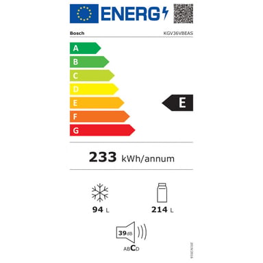 Bosch KGV36VBEAS - Réfrigérateur combiné - 307 L (213 + 94 L) - Froid low frost - L 60 x H 186 cm Noir - vue 6