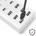 Station de Charge Multiport 4 USB-C + 6 USB 50W Câble 1m Compact Blanc