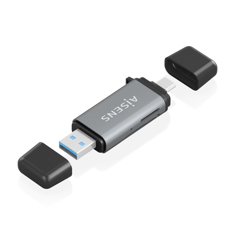 AISENS ASCR 2AC11 GR lecteur de carte mémoire USB 3.2 Gen 1 3.1 Gen 1 Type AType C Neuf