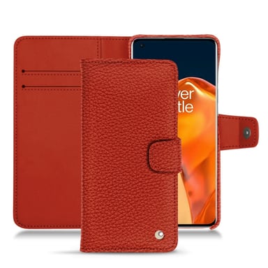 Housse cuir OnePlus 9 Pro -  - Orange - Cuir grainé