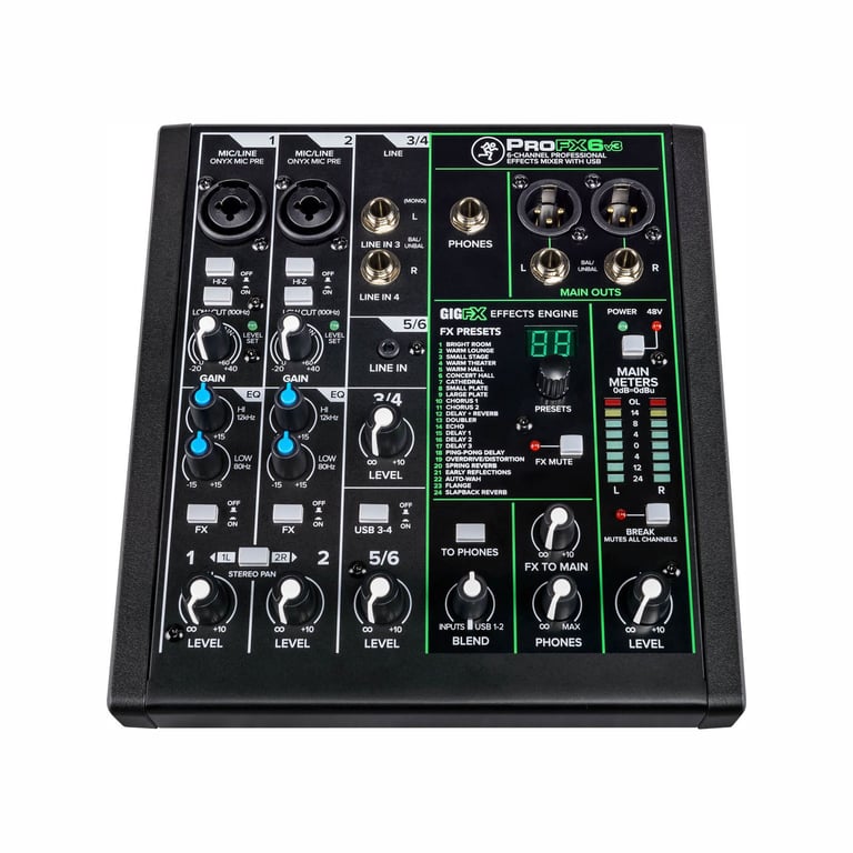 Table de mixage analogique Mackie ProFX6V3 Disc Jockey noire - Neuf