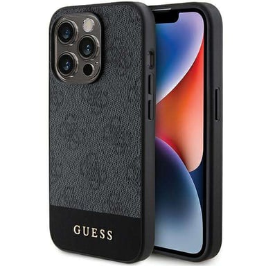 Custodia Guess per iPhone 15 Pro 6.1'' grigio Custodia rigida 4G Stripe Collection