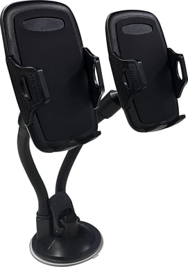 Support Voiture Pare-brise 2 en 1 Maintien clip ajustable Noir Bigben