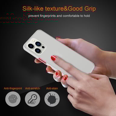 Coque pour Apple iPhone 14 PRO en Transparent Givré - Touches Rouges Housse de protection Étui hybride avec intérieur en silicone TPU et dos en plastique mat