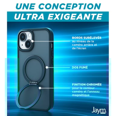 Jaym - Coque Renforcée Violet Compatible Avec Apple iPhone 15 - Compatible Magsafe - Bumper En Couleur, Dos Fumé Et Finition Chromée De L'anneau Magnétique