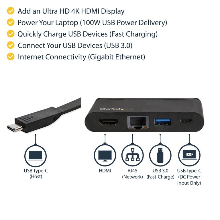 StarTech.com Adaptateur multiport AV numérique USB C avec Power Delivery jusqu'à DKT30CHCPD - vue 3