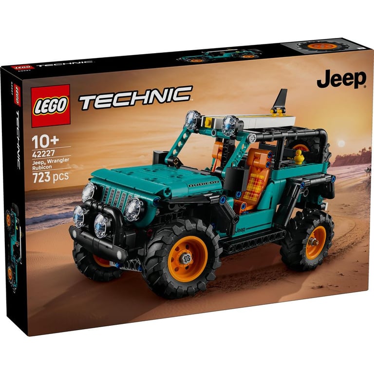Set de construction Technic LEGO Technic 42227 Jeep Wrangler Rubicon 723 pièces direction suspension moteur V6 visible Teal/Noir/Orange - Neuf