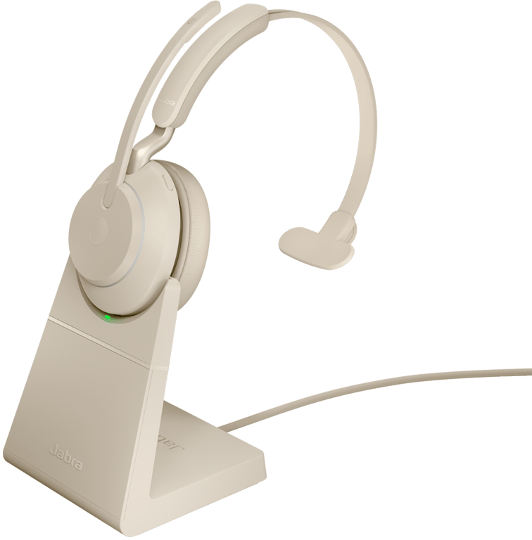 Jabra Evolve2 65, UC Mono Casque Sans fil Arceau Bureau/Centre d'appels USB Type-A Bluetooth Beige