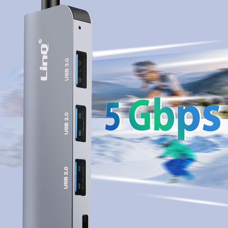Hub USB Support OTG 5 Gbps Lecteur Carte SD / TF et Audio Jack 3.5mm Neuf - vue 2
