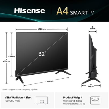 Hisense 32E4QT 81,3 cm (32'') HD Smart TV Wifi Negro