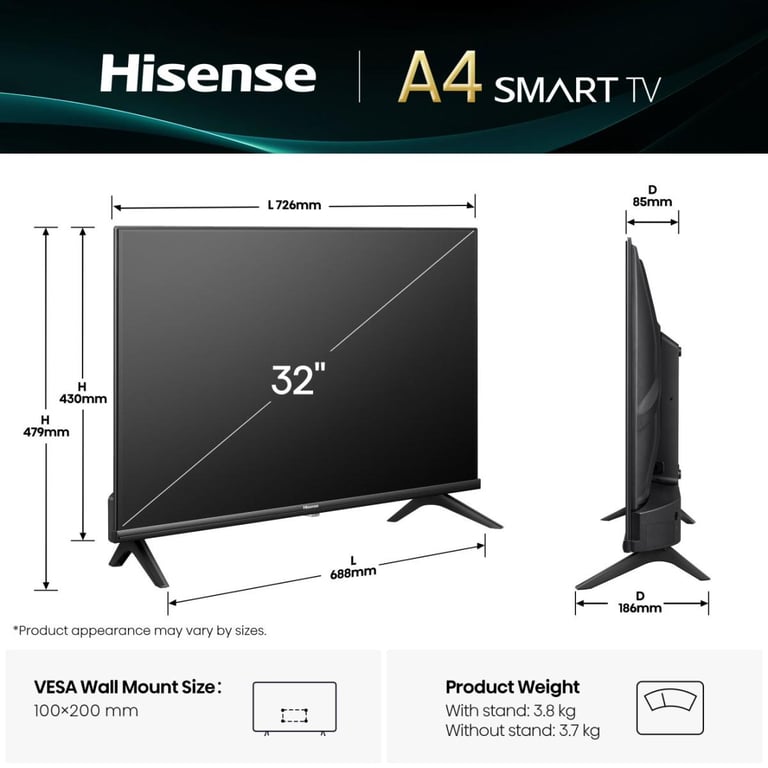 Hisense 32A4Q TV 81 3 cm 32 HD Smart TV Wifi Neuf - vue 3