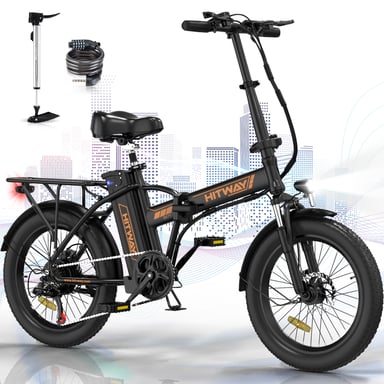 HITWAY Bicicleta Eléctrica Negra pulgadas 250W 36V 11.2Ah MTB Fat Bike Eléctrica Plegable