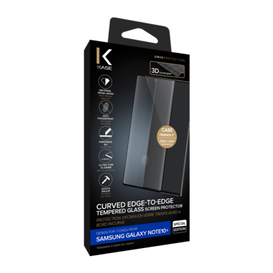 (Edición especial) Protector de pantalla de cristal templado de borde a borde para Samsung Galaxy Note10+, Negro