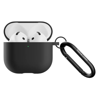 Native Union Funda de silicona para AirPods 4 con mosquetón metálico Negro