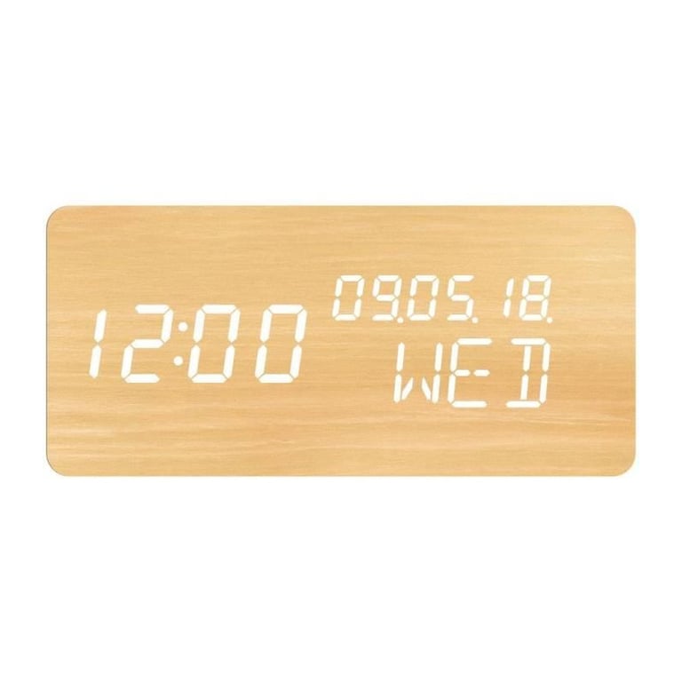 Réveil 4 en 1 EVOOM Modèle WOOD Horloge Thermomètre Calendrier Couleur Naturel Radio numérique