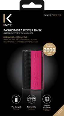Batteria esterna Fashionista, 2600 mAh, nero grafite