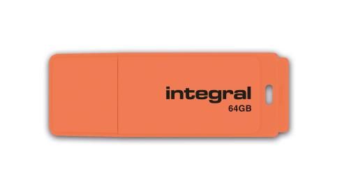 Integral INFD64GBNEONOR lecteur USB flash 64 Go USB Type-A 2.0 Orange - Neuf