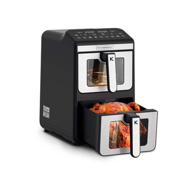Kitchencook - Double Friteuse à Air Verticale 11l - 7 Programmes - Minuterie Numérique - Thermostat Réglable - 2400w