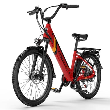 Bicicleta Eléctrico ES500PRO | Motor 500W | Batería 48V 14.5Ah | Neumáticos de 24 Pulgadas | Velocidad Máx 32 km/h | Autonomía 60-70 km | Rojo