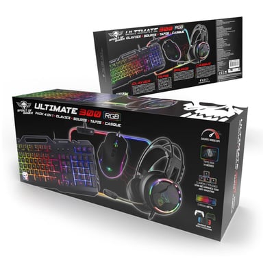 Pack Gamer Clavier Souris Casque Tapis 4 en 1 ULTIMATE 300 Spirit of Gamer