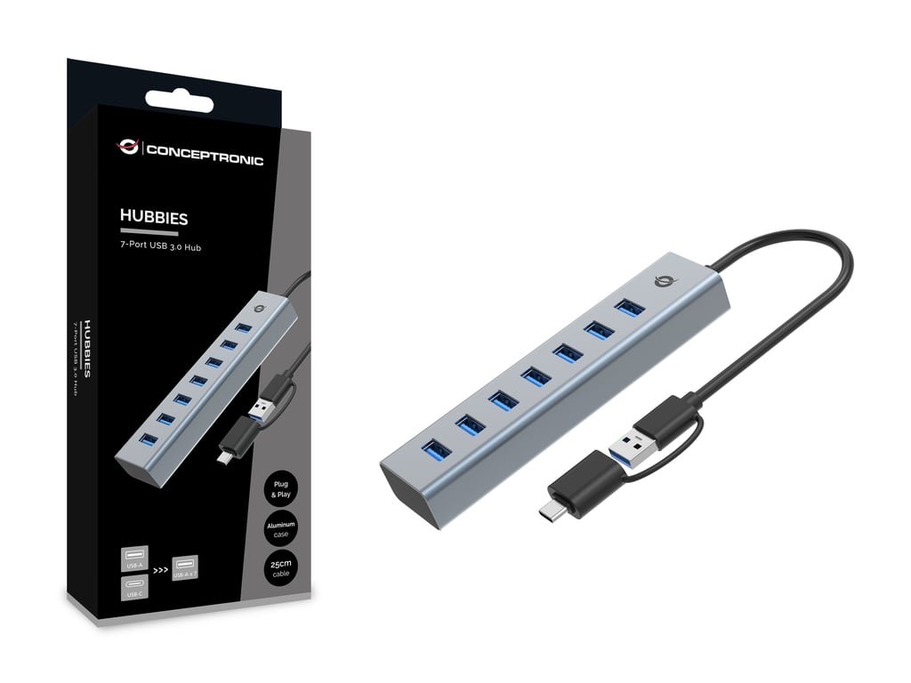 Conceptronic HUBBIES21G hub & concentrateur USB 3.2 Gen 1 3.1 Gen 1 Type A 5000 Mbit/ Neuf - vue 2