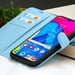 Zanaé Funda tipo cartera para Galaxy M10 con función de soporte y lengüeta magnética Azul Claro