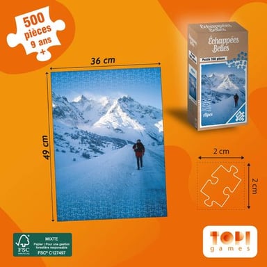 Puzzle 500 piezas Topi Games Escapadas Bellas Alpes Verano Marrón