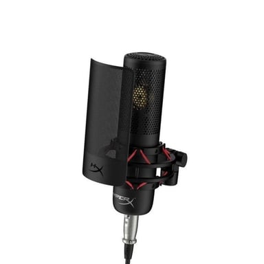 Micrófono de condensador HyperX ProCast negro, conexión XLR, cardioide, soporte antivibración, filtro antipop desmontable, filtro pasaaltos de 80 Hz