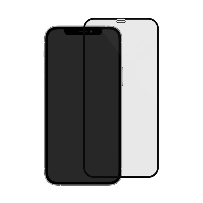 Protection d'écran antibactérienne en verre trempé ultra-résistant (100% de surface couverte) pour Apple iPhone 12/12 Pro, Noir