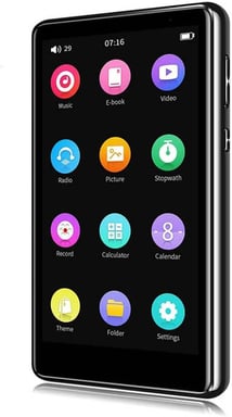 Lecteurs MP3 de 4 pouce 16 go Bluetooth 5.0 noir