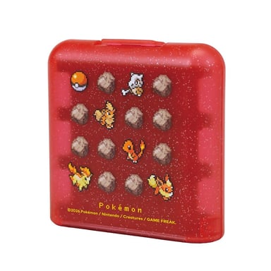 Boîtier cartouche jeu Hori NSX-188E Pixel Red pour Nintendo Switch 2, étui rigide Pokémon, capacité 24 cartes, rouge