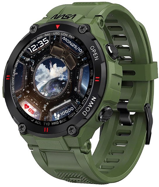 NASA Montre Connectée Homme; Smartwatch; Sport; IP68; Santé; Images de l'univers; Android - iOS; Mod