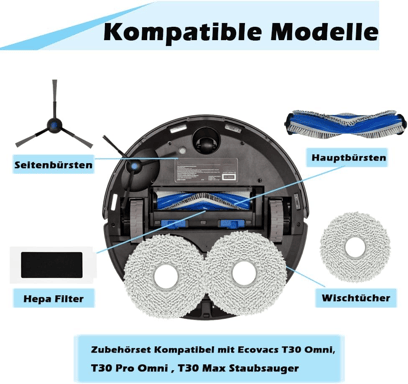 Kit di pezzi di ricambio per Ecovacs Deebot T30 Omni, T30 Pro Omni, T30 Max