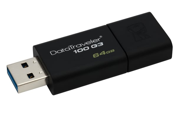 Kingston Technology DataTraveler 100 G3 lecteur USB flash 64 Go USB Type-A 3.2 Gen 1 (3.1 Gen 1) Noir