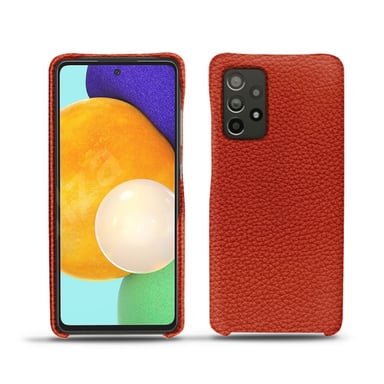Coque cuir Samsung Galaxy A52 -  - Orange - Cuir grainé