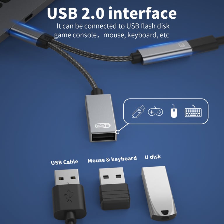 USB C mâle vers USB femelle + prise de charge USB C PD et adaptateur OTG USB 2.0 Neuf - vue 3
