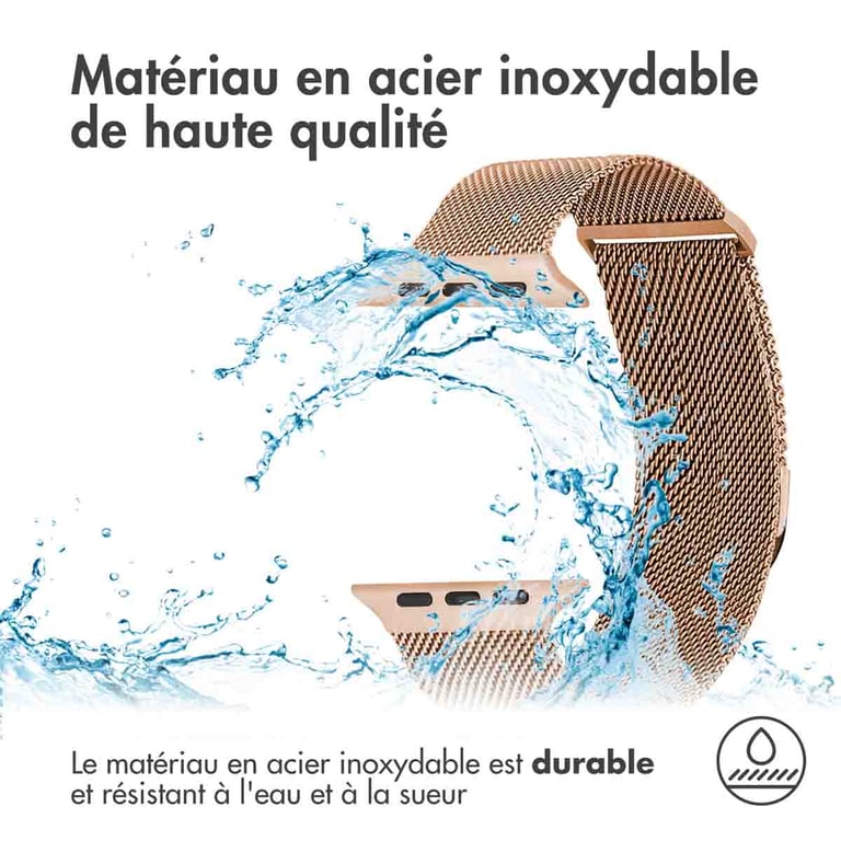 imoshion Bracelet magnétique milanais pour Apple Watch Series 1 á 10 / SE / Ultra (2) (44/45/46/49 mm) - Taille S - Rose Dorée - Neuf