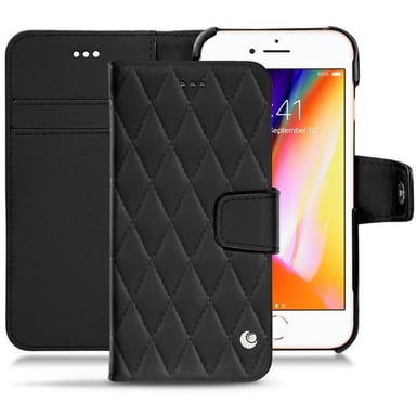 Housse cuir Apple iPhone 8 -  - Noir - Cuir lisse couture