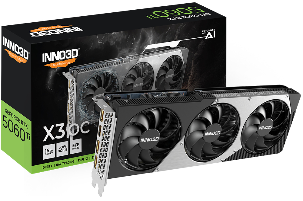 Inno3D GeForce RTX 5060 Ti X3 OC Carte graphique GeForce RTX 5060 Ti GDDR7 PCI Express 5.0 HDMI 3 x DisplayPort - vue 4