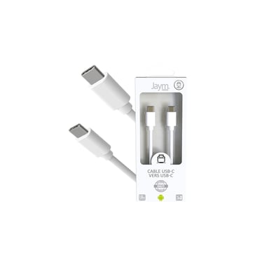 Câble USB-C vers Type-C 3A - 1,5 mètres - Collection POP - Blanc